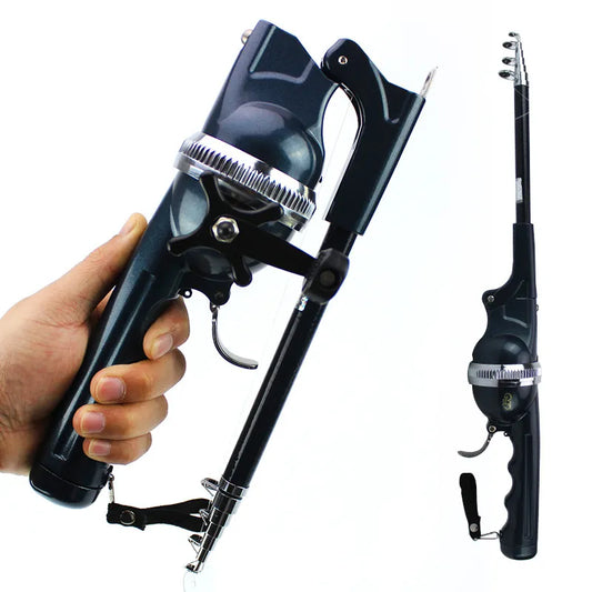 1Set Portable Folding Fishing Rod Telescopic Stainless Steel Fly Fishing Poles with Reel Line Travel Folding Mini Rod for Fish