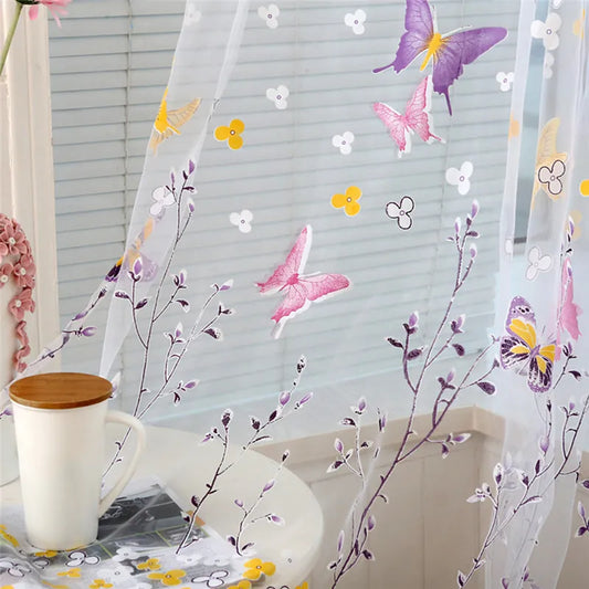 Enchanting Butterfly Branches Tulle Curtains