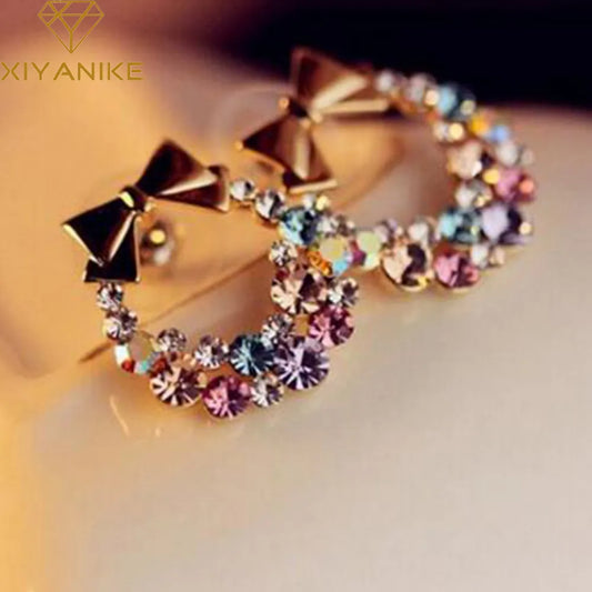 Colorful Butterfly Bow Stud Earrings - Fashion Designer Jewelry