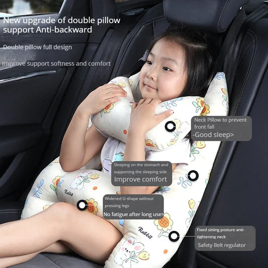 Car Sleeping Safety H-Shape Travel Pillow Car Travel Head Pillow Support Kid and Adult Cushion for Auto Seat Safety Neck Pillows