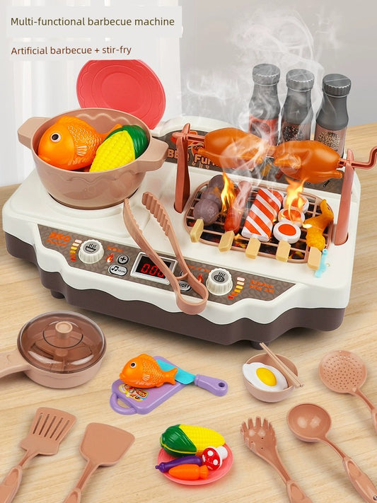 Children's Kitchen Play House Barbecue Toys Artificial Kebabs Hot Pot Food Baby Cooking Set for Boys and Girls