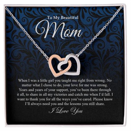 To My Beautiful Mom | Interlocking Hearts necklace