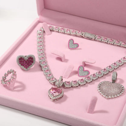 Heart's Desire Pink Bling Jewelry Set