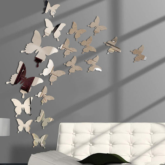 24pcs 3D Mirror Butterfly Wall Stickers
